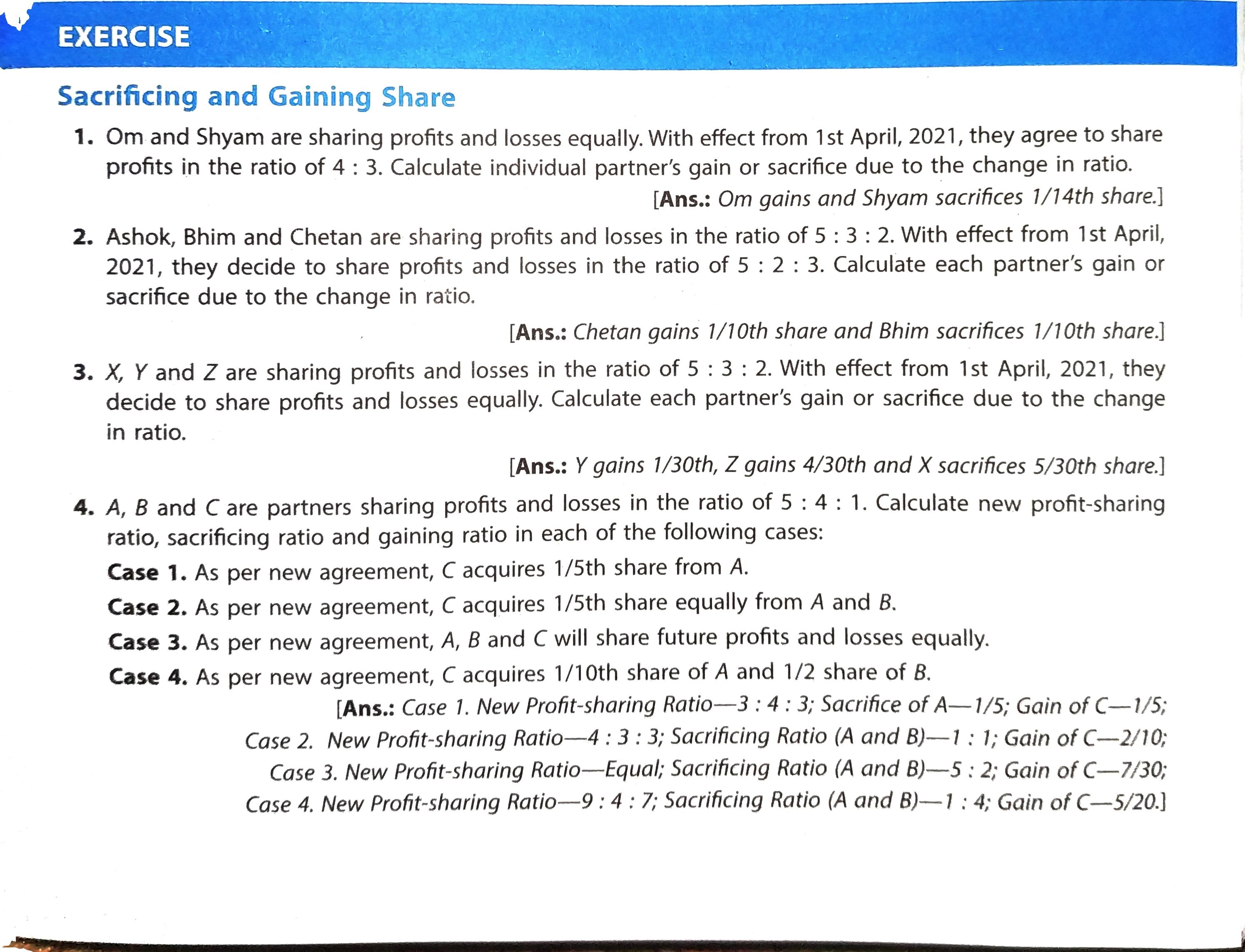 Questions of Change in Profit-Sharing Ratio Among the Existing Partners Ts Grewal Book Edition 2021 (Page 1)