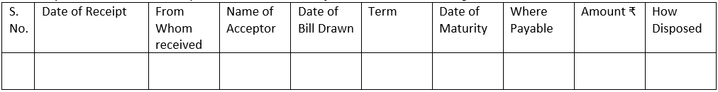 Bills Receivable Book Format