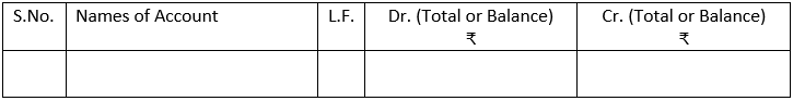 Trial Balance format